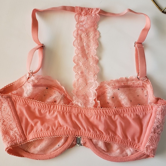 Peach Rhinestone Lace Racerback Bra - Picture 4 of 5